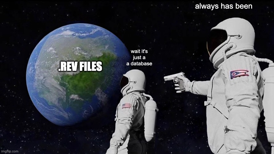 Always has been meme about .rev files being a database.